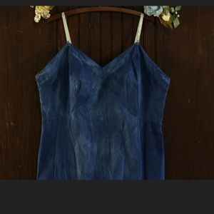 deep blue cotton slip dress 60's xl